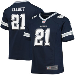 Ezekiel Elliott Dallas Cowboys Girls Team Game Navy Jersey - Youth