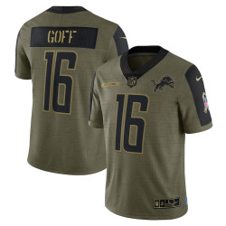 Jared Goff Detroit Lions 2021 Salute To Service Limited Player Olive Jersey - Men