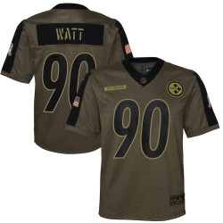 T.J. Watt Pittsburgh Steelers 2021 Salute To Service Game Olive Jersey - Youth